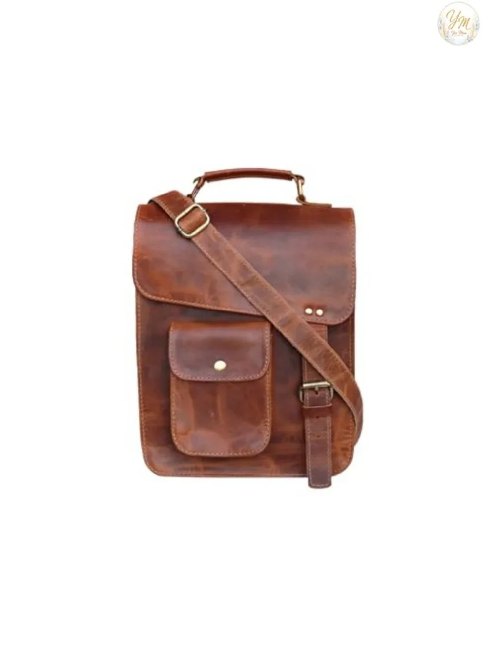 Men's Leather Messenger Bag Laptop Case Office Briefcase Distressed Shoulder Bag